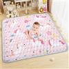 Aolso Tappeto da Gioco per Bambini, 127 x 127cm Tappeto Per Bambini e Neonati Reversibile,Tappeto Gioco Neonato Per la Camera del Bambino o della Bambina-Unicorno
