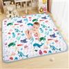 Aolso Tappeto da Gioco per Bambini, 127 x 127cm Tappeto Per Bambini e Neonati Reversibile,Tappeto Gioco Neonato Per la Camera del Bambino o della Bambina-Animali Marini