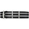 masar Cinturino NATO 20mm Nero/Grigio - Cinturino Orologio Uomo G10 in Tessuto Nylon Intrecciato Morbido - James - 007 Bond 2 Bande Grigie - Soft Black Grey