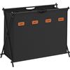 SONGMICS Cesto Portabiancheria, Porta Biancheria Sporca da 155 L, 4 Scomparti, Struttura Pieghevole a X, con Etichette, per Lavanderia Bagno Camera da Letto, Nero Inchiostro LCB140B01