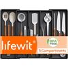 Lifewit Portaposate da Cassetto, Organizer Utensili da Cucina, Porta Posate Regolabile in Plastica, per Utensili e Accessori, Profondità 47 cm, Espandibile fino a 64 cm, Pacchi 1, Nero