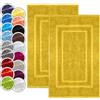 NatureMark Set di 2 Tappeti da Bagno 50x80 cm - Cotone Spugna 800 g/m² - Tappeti Bagno Spessi e Altamente Assorbenti - Asciugatura Rapida - Senza Base in Gomma - Giallo