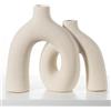 Anquephd Vaso in Ceramica, Stile Nordico Moderno Boho Decorativo Vaso Floreale Estetico in Ceramica per Decorazione Domestica (Beige)