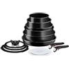 Tefal Ingenio Easy ON L1599243 - Set di pentole e padelle, 13 Pezzi, impilabili, con Manico Rimovibile, salvaspazio, antiaderenti, Non a induzione, Colore Nero