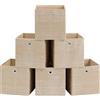 SONGMICS Scatole Portaoggetti, Set di 6 Contenitori in Tessuto Non Tessuto con Manico, 30 x 30 x 30 cm, Unità di Organizzazione, per Scaffale, Pieghevoli, Porta Abiti, Beige Sabbia RFB006K03