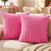 Ystyle Federe Cuscini Divano 40 x 40 cm Set da 2, Copricuscini Divano in Morbido Peluche, Copri Cuscini per Divano Moderni Elegante Decorativi, Resistente per Soggiorno Camera, Fucsia