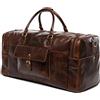 SID & VAIN® borsa viaggio tracolla vera pelle vintage YALE grande borsone bagaglio a mano sportiva duffle bag weekend uomo marrone prodotto artigianale