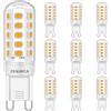 Brantoo Lampadina LED G9, 3 W, equivalente a 40 W, 25 W, 28 W, 33 W, luce bianca calda, 2700 K, G9, a risparmio energetico, senza sfarfallio, non dimmerabile, 430 lm, AC 220-240 V, 10 pezzi
