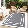 Homaxy Tappeto da esterno impermeabile, antiscivolo, reversibile, resistente ai raggi UV, facile da pulire, per campeggio, patio, spiaggia, picnic, cortile, 180 x 270 cm, grigio e bianco