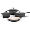 Kitchen Academy Pentola in Ghisa Set da 7 pezzi con Forni Olandesi Grigio
