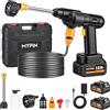 MYPIN Idropulitrice a Batteria, 600 PSI, 21V, 2 Batteries Ricaricabili, Ugello 6 in 1 con Getto Concentrato per Pulizia Auto, Pavimenti, Pareti, Recinzioni