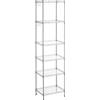 SONGMICS Scaffale Portaoggetti di Metallo a 6 Livelli Regolabili in Rete, con Pannelli PP, 8 Ganci a S, per Garage, Cucina, Soggiorno, Salvaspazio, Max Carico 120 kg, Argento LGR116E01