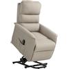 HOMCOM Poltrona Alzapersona Elettrica Reclinabile con Poggiapiedi, Poltrona Relax con Telecomando e Tasca, Beige