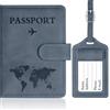 OFFCUP Custodia per Passaporto, Custodie Porta Passaporto con Blocco RFID, Custodia Passaportos con Etichetta Valigia in Pelle PU per Carte d'Identità Carte di Credito, Passaportos Pass (Blu oceano)