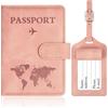 OFFCUP Custodia per Passaporto, Custodie Porta Passaporto con Blocco RFID, Custodia Passaportos con Etichetta Valigia in Pelle PU per Carte d'Identità Carte di Credito, Passaportos Pass (Rosa)
