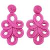 MAJALE Orecchini Colore Donna Lunghi Flamenca - Leggeri, Matrimonio, Festa, Occasioni Speciali - Cerchi Ricamati Stile Cordone di Seta, talla única, Tessuto