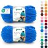 120 Gründl Funny Uni - filato ciniglia morbido e spesso - lana ciniglia per uncinetto e maglia - - coperte e accessori - 100% poliestere - 1 gomitolo da 100 g / 120 m - ferri n. 5-6 - blu royal