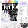 SAVILAND Kit Unghie Gel Completo 15 Colori 15g Neon Ricostruzione Unghie Polygel per Unghie con Lampada UV e Slip Solution, Kit Ricostruzione Unghie Professionale con Base y Top Coat