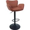 Mendler Sgabello da bar HWC-M67, sedia girevole per bar, con braccioli, poggiapiedi girevole, rivestito in tessuto, struttura in ferro ®, colore terracotta, base nera
