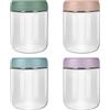 Aolso Contenitori Alimentari, 4 Pezzi Vasetti Ermetici Conservazione, Multicolore, Vetro Contenitore 480ml, Contenitori Pappa Neonati Per Lavastoviglie Freezer E Microonde