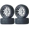 KEEDA Pneumatici da 62 mm e cerchi in metallo per 1/10 RC On Road Drift Touring Car Traxxas HSP HPI Tamiya parti (ruota 7Y, nero)