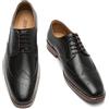 Poerkan Scarpe eleganti formali da uomo Oxford & Derby: stringate classiche in pelle nera e marrone con dettagli brogue in vernice, Nero , 45 EU