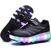 HUSKSWARE Scarpe Ragazza da Ragazzo con Ruote, 2 in 1 per Bambini, con rotelle, per Skateboard, Sneakers, Nero, 39 EU