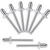 Songella Rivetti Ciechi in Alluminio da 6.4 x 10 mm Rivetti Pop Rivetti Ciechi a Estremità Aperta con Impugnatura in Alluminio e Mandrino in Acciaio 60 Pezzi (Argento)