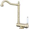 SJQKA Rubinetto Cucina Pieghevole Oro Spazzolato, Miscelatore Sotto Finestra Ottone Girevole A 360° / Pieghevole A 90°