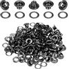 QUARKZMAN 50Set Grommets Eyelets 5mm 1/5 Kit Occhielli In Ottone Con Rondelle Per Tessuto Tendaggi Teli Cinture In Pelle Scarpe Borse Fai Da Te, Nero