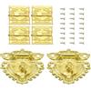 QUARKZMAN 2pz Serrature a Scatto in Lega Oro Retrò e 4pz Cerniere Incise, 54 x 47mm Fibbia a Scatto e Cerniera a Motivo con 24pz Viti per Cassettiera Decorativa Piccola Scatola Legno