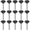QUARKZMAN 15 Pezzi Pomelli a Stella M6 x 40mm Vite Filettata in Acciaio Inossidabile 304, 25mm Manopola Zigrinata Vite a Testa Zigrinata a 6 Stelle Plastica Impugnatura Manopola, Nero