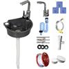 Mocoli Lavabo da Parete in Plastica con Rubinetto Miscelatore, Set Completo con Tubi di Scarico e Alimentazione Lavandino Compatto per Bagno Giardino e Campeggio (Grigio)
