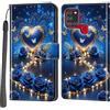 Haninsuze Cover per Samsung Galaxy A21s, Portafoglio PU Pelle, cuore blu | Interno TPU Antiurto, Anti-Graffio, Fessura per Schede, Supporto Stand, Design Libro, Flip