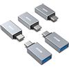 BENFEI adattatore USB C a USB 3.0 5 Confezioni, adattatore OTG USB Tipo C a USB 3.1/3.0/2.0 [Compatibile Thunderbolt 3/4] per iPhone 15 Pro/Max MacBook Pro/Air 2023 iPad Pro iMac S23, Grigio