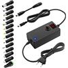 SHNITPWR Alimentatore universale da 3V a 12V, 24W, 2A, adattatore da 100~240V AC a DC 3V, 5V, 9V, 12V, con 14 connettori adattatori, per dispositivi elettronici da 3V a 12V, tablet e strisce LED, ecc.