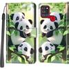 Haninsuze Cover per Samsung Galaxy A21s, Portafoglio PU Pelle, panda | Interno TPU Antiurto, Anti-Graffio, Fessura per Schede, Supporto Stand, Design Libro, Flip