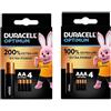 Duracell 8X Duracell Optimum AA + AAA (1 Blister Da 4 Batterie AA + 1 Blister da 4 Batterie AAA) 8 Pile (MX2400/MINI STILO/MICRO e MX1500/STILO/MIGNON)