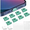 VEINARDYL 8 tappi antipolvere per iPhone, tappi di protezione per porta di ricarica USB C con 10 spazzole per la pulizia, jack per cuffie, tappi antipolvere compatibili con iPhone 15/16 Plus Pro Max