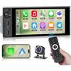 podofo Autoradio CarPlay 1 DIN wireless Android Auto, Podofo 6 touch screen integrato 720P Autoradio USB-C Unità principale Manopola del volume Radio FM BT5.2 EQ Telecamera posteriore