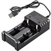 Xingdianfu Caricatore universale per batteria, 2 slot per batteria agli ioni di litio per 18650 14500 26650 16340