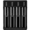 Panlouting Caricabatterie USB per Batterie Litio 18650/10400/14500/16650/14650/18350/18500 | Caricabatterie Quattro Slot per Batterie 3,7V / 4,2V