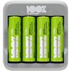 100% PeakPower Caricabatterie per Pile Ricaricabili AA e AAA | 100% PEAKPOWER| Include 4 Batterie AA Ricaricabili NimH da 2300 mAh