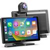 Carpuride W703 Portatile Wireless Carplay e Android Auto con Dash Cam - Schermo IPS HD da 7, Telecamera Anteriore 4K e Telecamera di Backup 1080P, registrazione in loop, GPS, Siri, MontaggioCruscotto