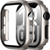 Vauki 2 Pezzi Cover per Apple Watch Series 6 / SE/Serie 5 / Series 4 40mm Vetro Temperato Pellicola Protettiva, Protezione Totale Sottile HD Clear, Tocco Sensibile, PC Rigido Case Custodia, Beige