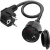 LANMINGLEL Cavo di prolunga Schuko Corto, prolunga elettrica per Esterno con Spina Schuko, Cavo di prolunga Schuko Nero, 3x1,5 mm² 16A, 250V, IP44, per casa, Ufficio (90 Gradi, 0,5)
