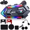 GBKDQQ Casco da motociclista Bluetooth Casco Bluetooth Cuffie Bluetooth a doppia riduzione del rumore, RGB/vivavoce/controllo vocale AI/bassi potenti/IPX6 cuffie impermeabili compatibili con tutti i caschi