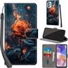PHINIENLAND Cover per Samsung Galaxy A23 4G/5G / M13 4G / M23 5G Case PU Pelle Custodia [Kickstand] [Chiusura magnetica] [Slot per Schede], Portafoglio Flip Custodia per Samsung A23,Fiamma