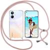 ISOI Cover con Cordino per Realme 10 4G, Custodia Trasparente con Collana Tracolla Laccio Collo Ultra Sottile Morbido TPU Silicone Antiurto AntiGraffio Antiscivolo Case, Rosa