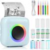 GuKKK Mini Stampante Fotografica, Mini Stampante Termica, Stampante Fotografica Istantanea Portatile con LED colorati, Mini Stampante Termica Bluetooth con Ricarica USB Stampante, per Note, Elenco, Memo